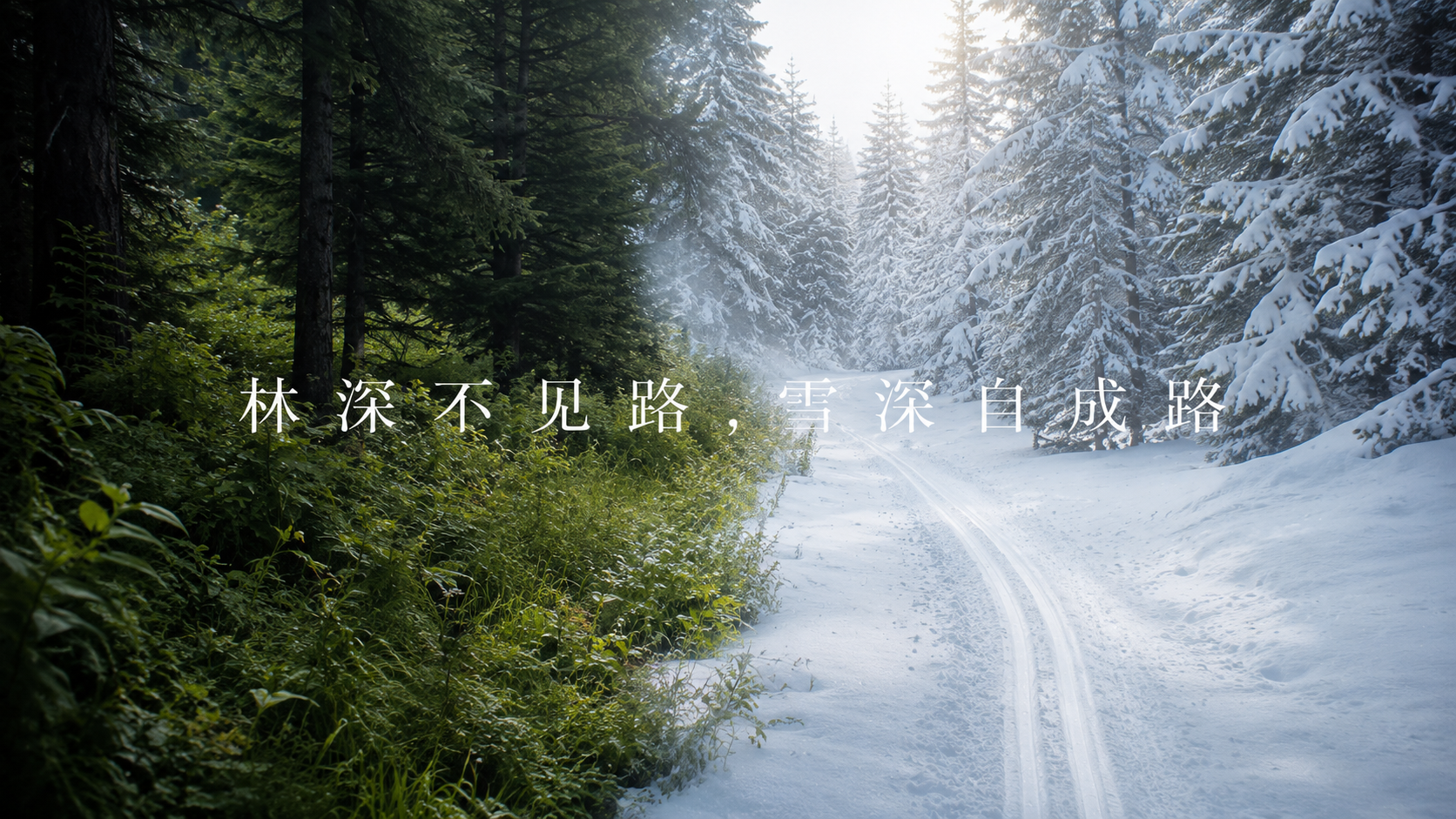 同一片森林,从夏日绿意走向冬日雪道。